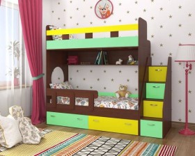 Детская двухъярусная кровать Юниор-1 Белый/Синий Распродажа в Пскове - pskov.katalogmebeli.com | фото 4