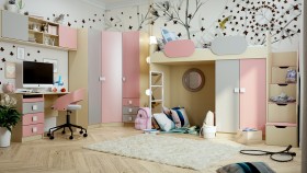 Детская комната Грэйси (Розовый/Серый/корпус Клен) в Пскове - pskov.katalogmebeli.com | фото