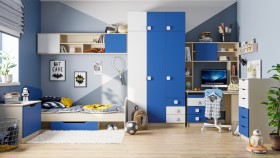 Детская комната Скай (Синий/Белый/корпус Клен) в Пскове - pskov.katalogmebeli.com | фото