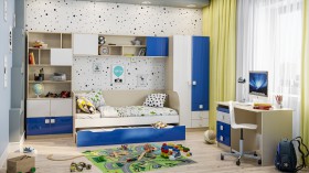 Детская комната Скай Люкс (Синий/Белый/корпус Клен) в Пскове - pskov.katalogmebeli.com | фото
