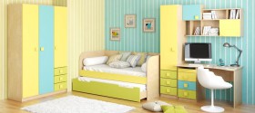Детская комната Смайли (Желтый/Голубой/Зеленый/корпус Клен) в Пскове - pskov.katalogmebeli.com | фото