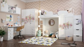 Детская комната Совушки (Белый/корпус Выбеленное дерево) в Пскове - pskov.katalogmebeli.com | фото