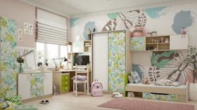 Детская комната Твит (Белый/Зеленый/корпус Клен) в Пскове - pskov.katalogmebeli.com | фото