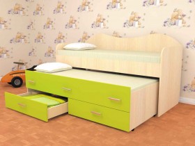 Кровать детская Нимфа двухместная 2.0 Дуб молочный/Лайм в Пскове - pskov.katalogmebeli.com | фото
