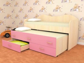 Кровать детская Нимфа двухместная 2.0 Дуб молочный/Розовый в Пскове - pskov.katalogmebeli.com | фото