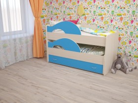 Кровать детская Радуга 1600 Млечный дуб/Голубой в Пскове - pskov.katalogmebeli.com | фото