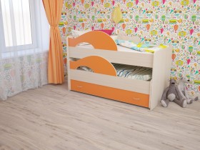 Кровать детская Радуга 1600 Млечный дуб/Оранжевый в Пскове - pskov.katalogmebeli.com | фото