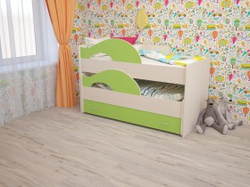 Кровать детская Радуга 1600 Млечный дуб/Салатовый в Пскове - pskov.katalogmebeli.com | фото