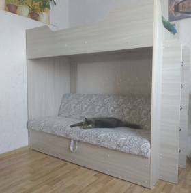 Кровать двухъярусная с диваном (Беленый дуб) в Пскове - pskov.katalogmebeli.com | фото