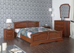 Кровать Елена из массива сосны 1600*2000 Орех в Пскове - pskov.katalogmebeli.com | фото