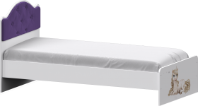 Кровать Каспер с мягкой спинкой и фотопечатью (800х1900)Белый/Фиолетовый в Пскове - pskov.katalogmebeli.com | фото