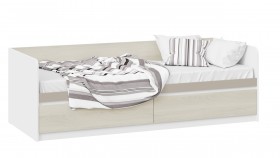 Кровать «Сканди» с 2 ящиками Дуб Гарден/Белый/Глиняный серый в Пскове - pskov.katalogmebeli.com | фото