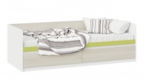 Кровать «Сканди» с 2 ящиками Дуб Гарден/Белый/Зеленый в Пскове - pskov.katalogmebeli.com | фото