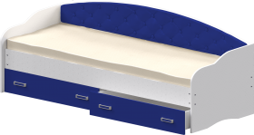 Кровать Софа-8 с мягкой спинкой (900х1900) Белый/Синий в Пскове - pskov.katalogmebeli.com | фото