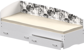 Кровать Софа-9 с мягкой спинкой с рисунком Милана (900х1900) Белый в Пскове - pskov.katalogmebeli.com | фото