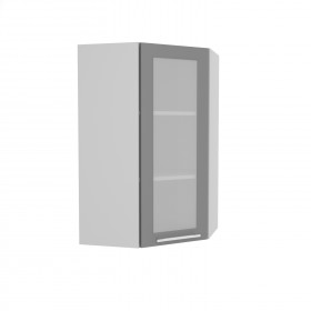 Квадро ВПУС 550 шкаф верхний угловой со стеклом высокий (Железо/корпус Серый) в Пскове - pskov.katalogmebeli.com | фото