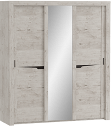 Шкаф трехдверный Соренто с раздвижными дверями Дуб бонифаций/Кофе структурный матовый в Пскове - pskov.katalogmebeli.com | фото