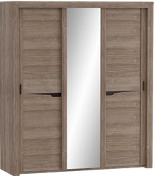 Шкаф трехдверный Соренто с раздвижными дверями Дуб стирлинг/Кофе структурный матовый в Пскове - pskov.katalogmebeli.com | фото